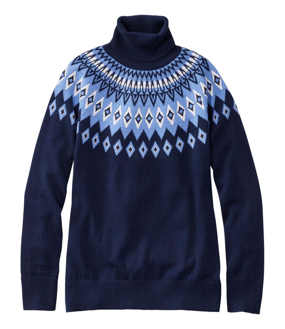 Women's Cotton/Cashmere Sweater Turtleneck Fair Isle