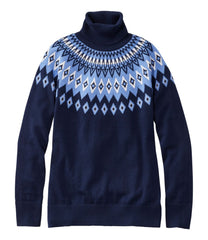Women's Cotton/Cashmere Sweater Turtleneck Fair Isle