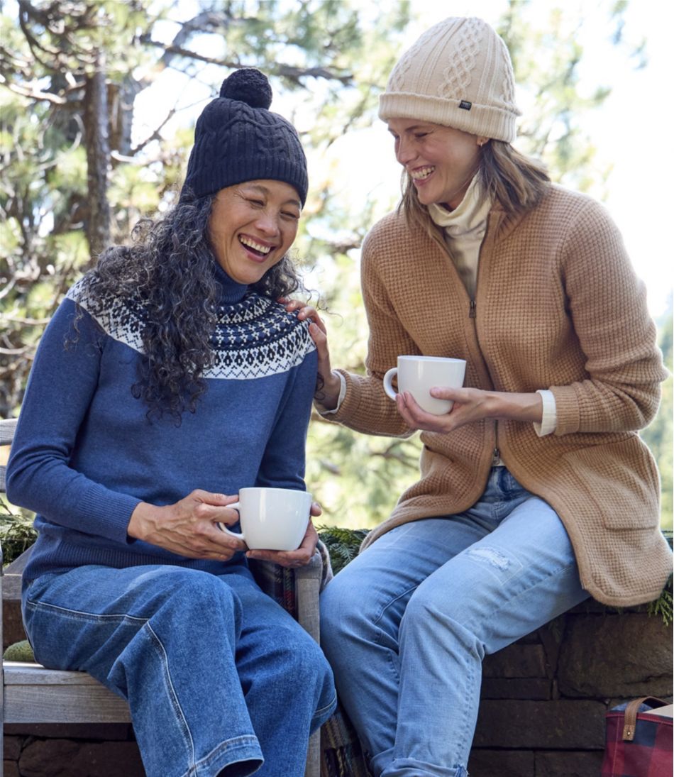 Women's Cotton/Cashmere Sweater Turtleneck Fair Isle