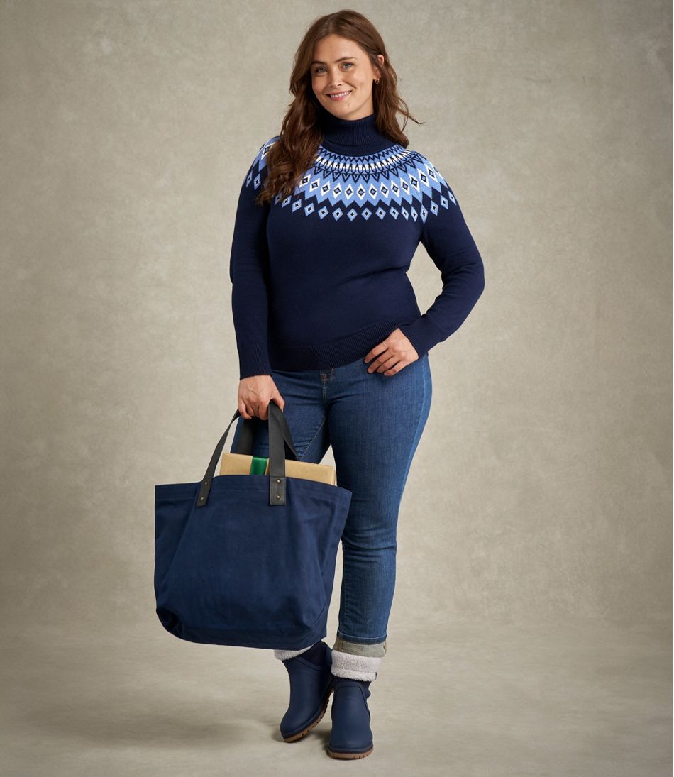 Women's Cotton/Cashmere Sweater Turtleneck Fair Isle