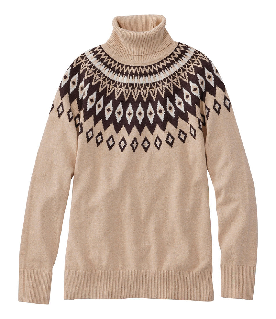 Women's Cotton/Cashmere Sweater Turtleneck Fair Isle