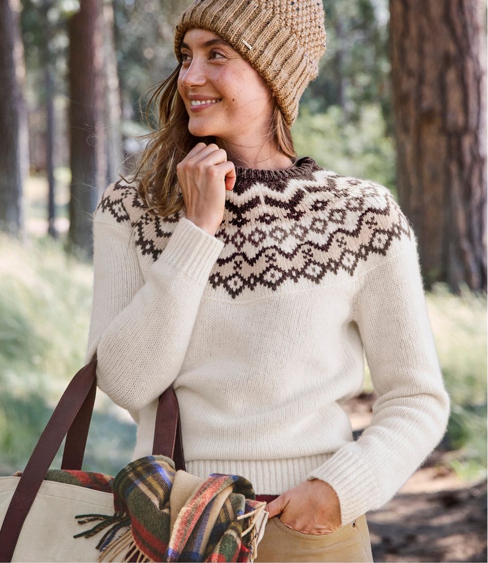 Women's Bean's Classic Ragg Wool Sweater Crewneck Fair Isle