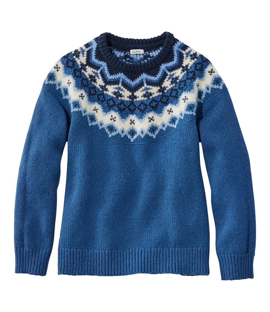 Women's Bean's Classic Ragg Wool Sweater Crewneck Fair Isle
