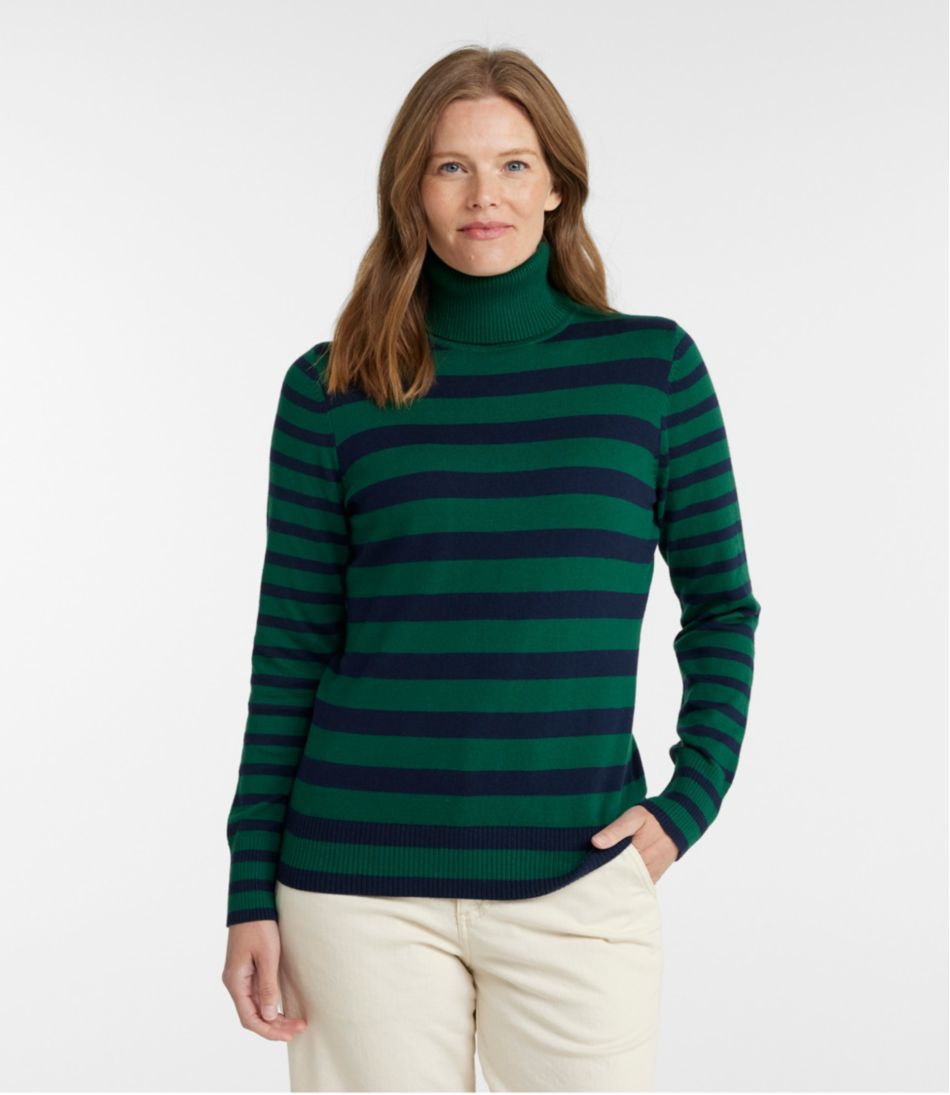 Women's Cotton/Cashmere Sweater Turtleneck Stripe