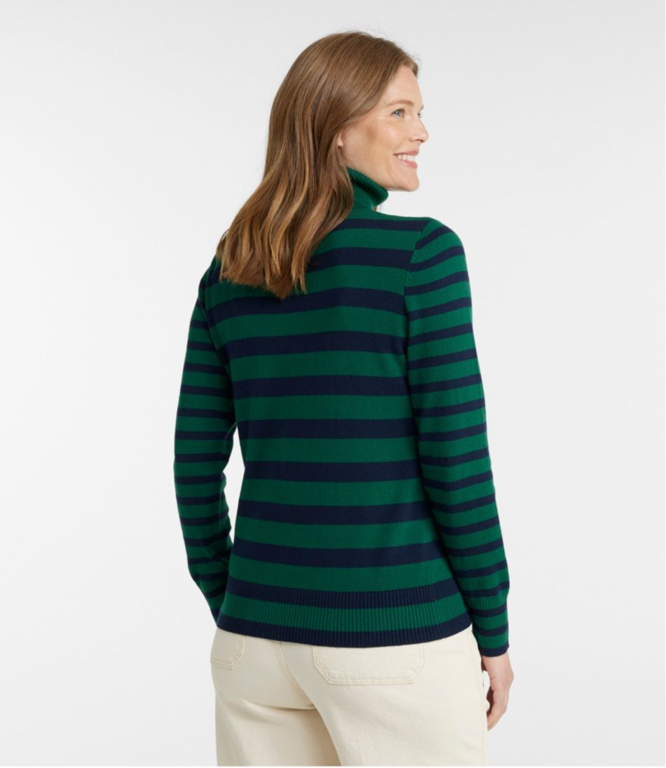 Women's Cotton/Cashmere Sweater Turtleneck Stripe