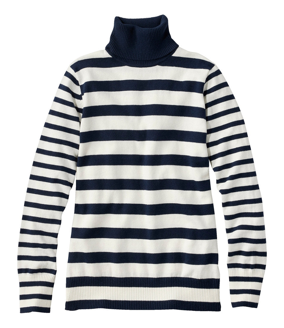 Women's Cotton/Cashmere Sweater Turtleneck Stripe