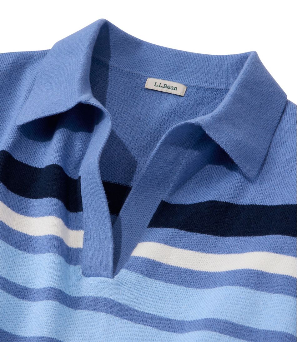 Women's Cotton/Cashmere Sweater Polo Stripe