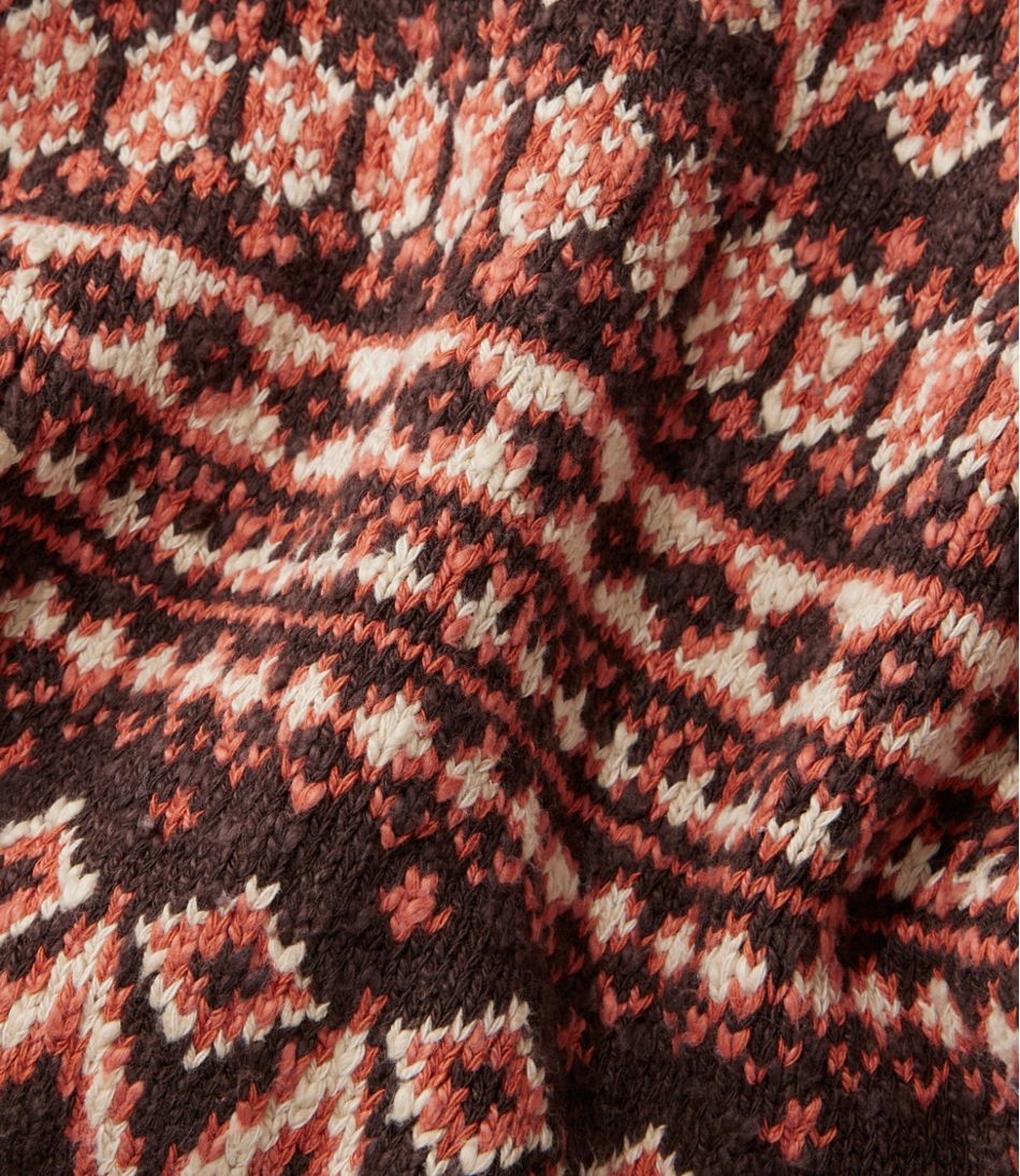 Women's Cotton Ragg Sweater Open Cardigan Fair Isle