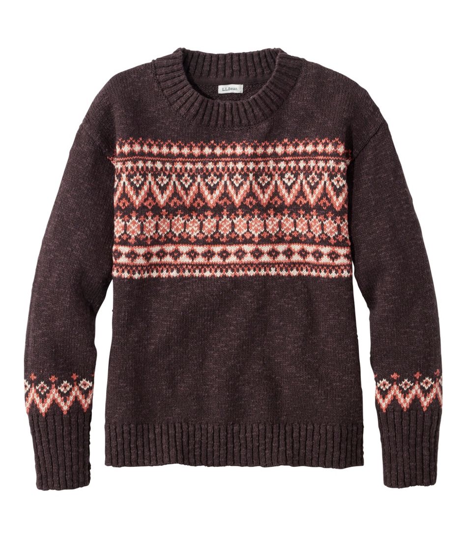 Women's Cotton Ragg Sweater Crewneck Fair Isle