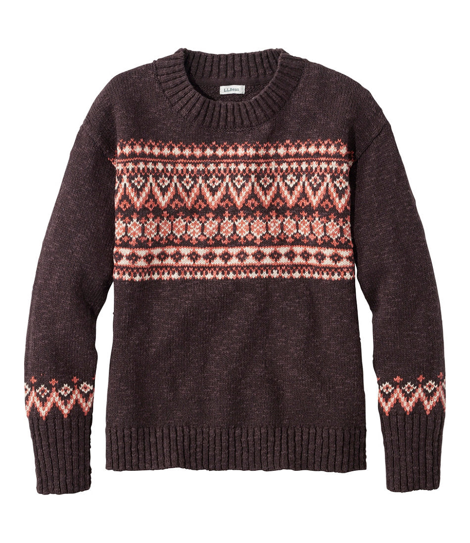 Women's Cotton Ragg Sweater Crewneck Fair Isle