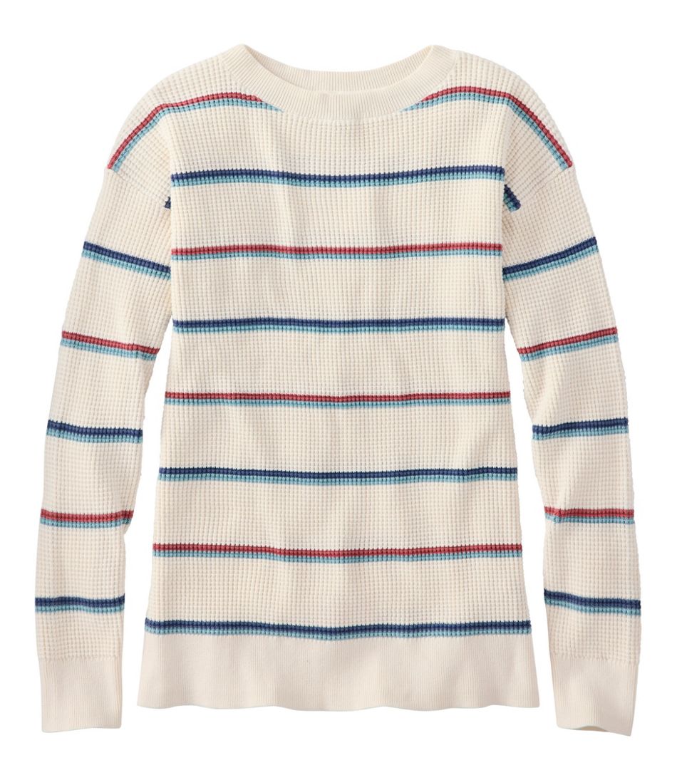 Pullover Stripe Women's Sunwashed Waffle Sweater