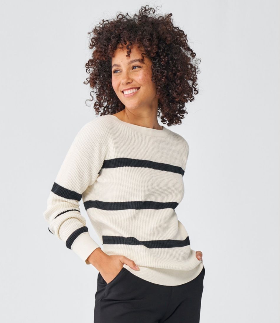 Pullover Stripe Women's Sunwashed Waffle Sweater
