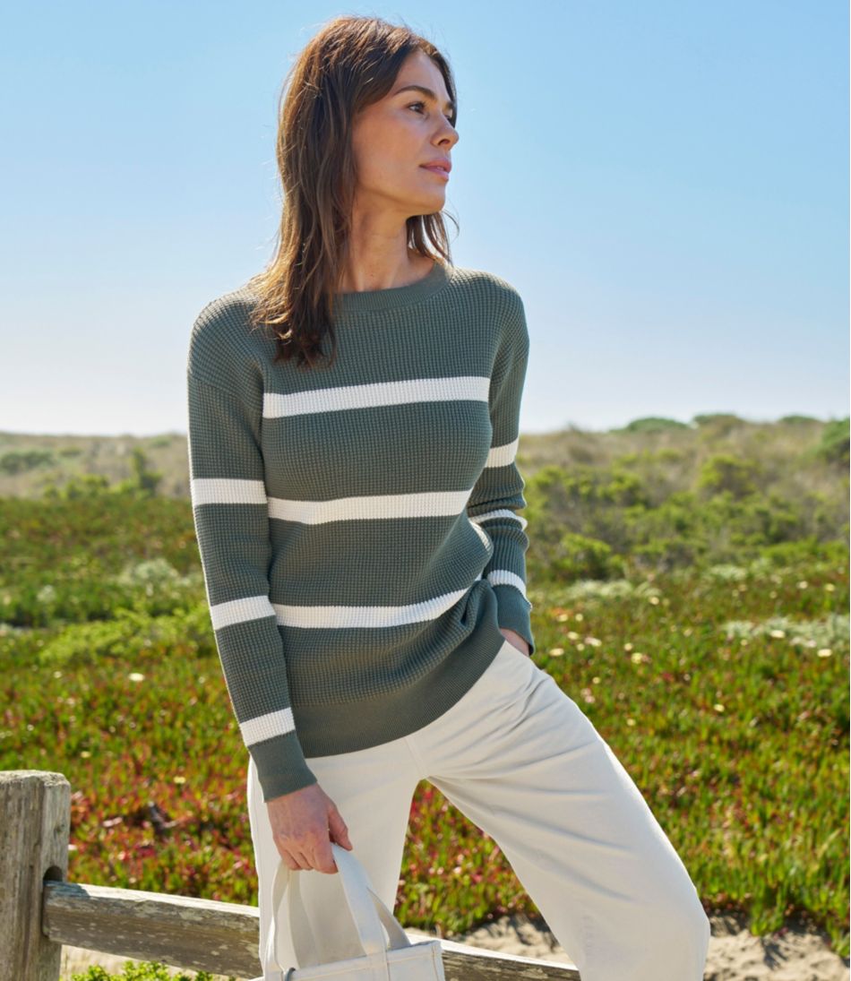 Pullover Stripe Women's Sunwashed Waffle Sweater