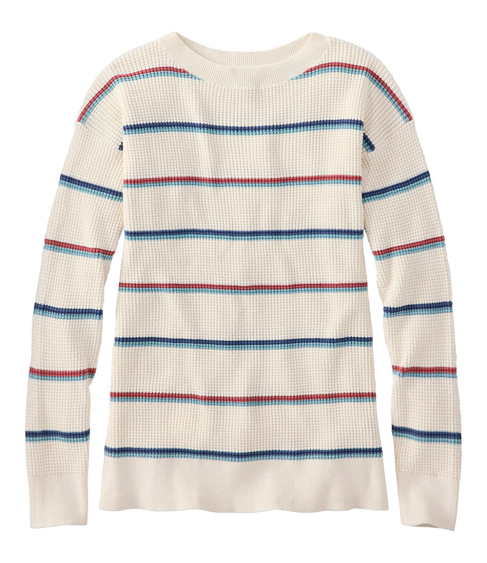 Pullover Stripe Women's Sunwashed Waffle Sweater