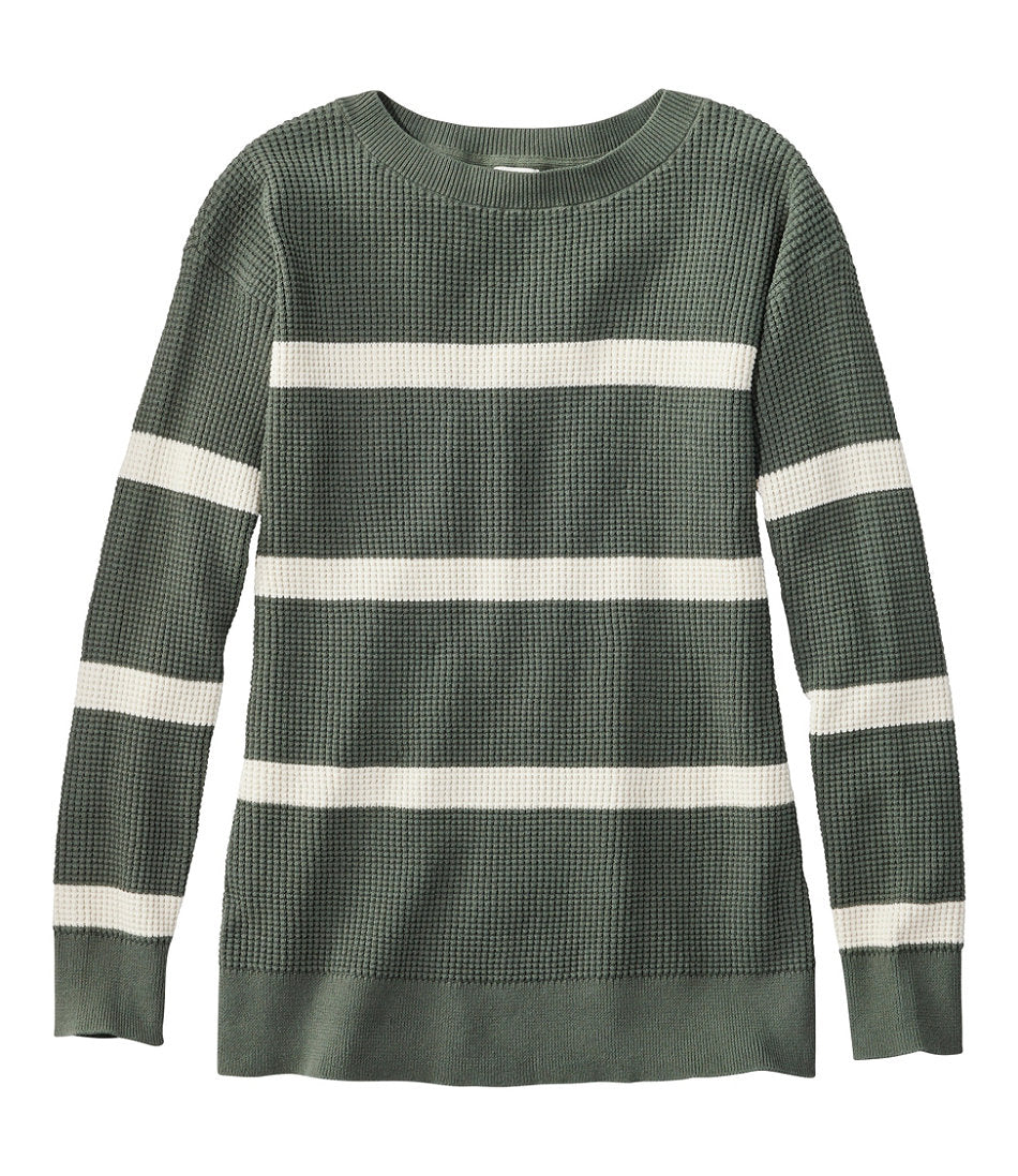 Pullover Stripe Women's Sunwashed Waffle Sweater