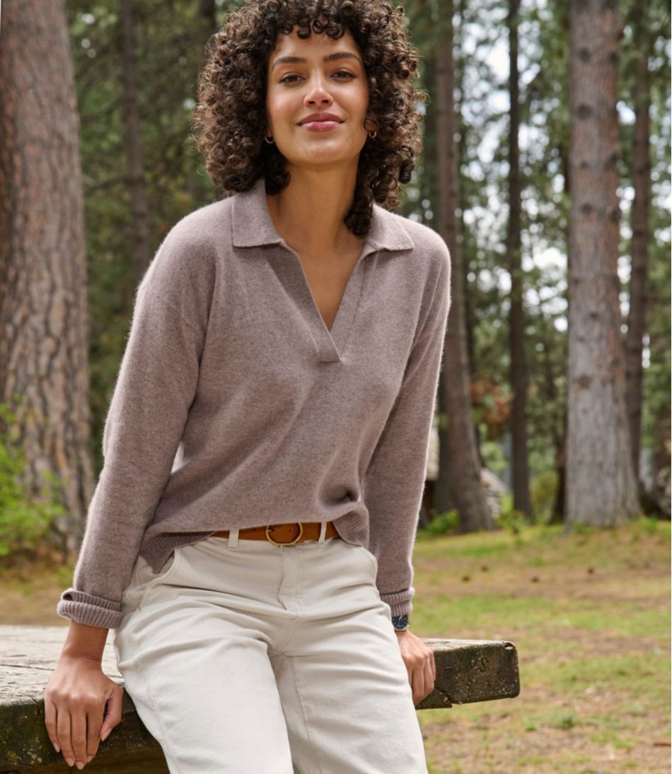Women's Classic Cashmere Sweater Relaxed Polo