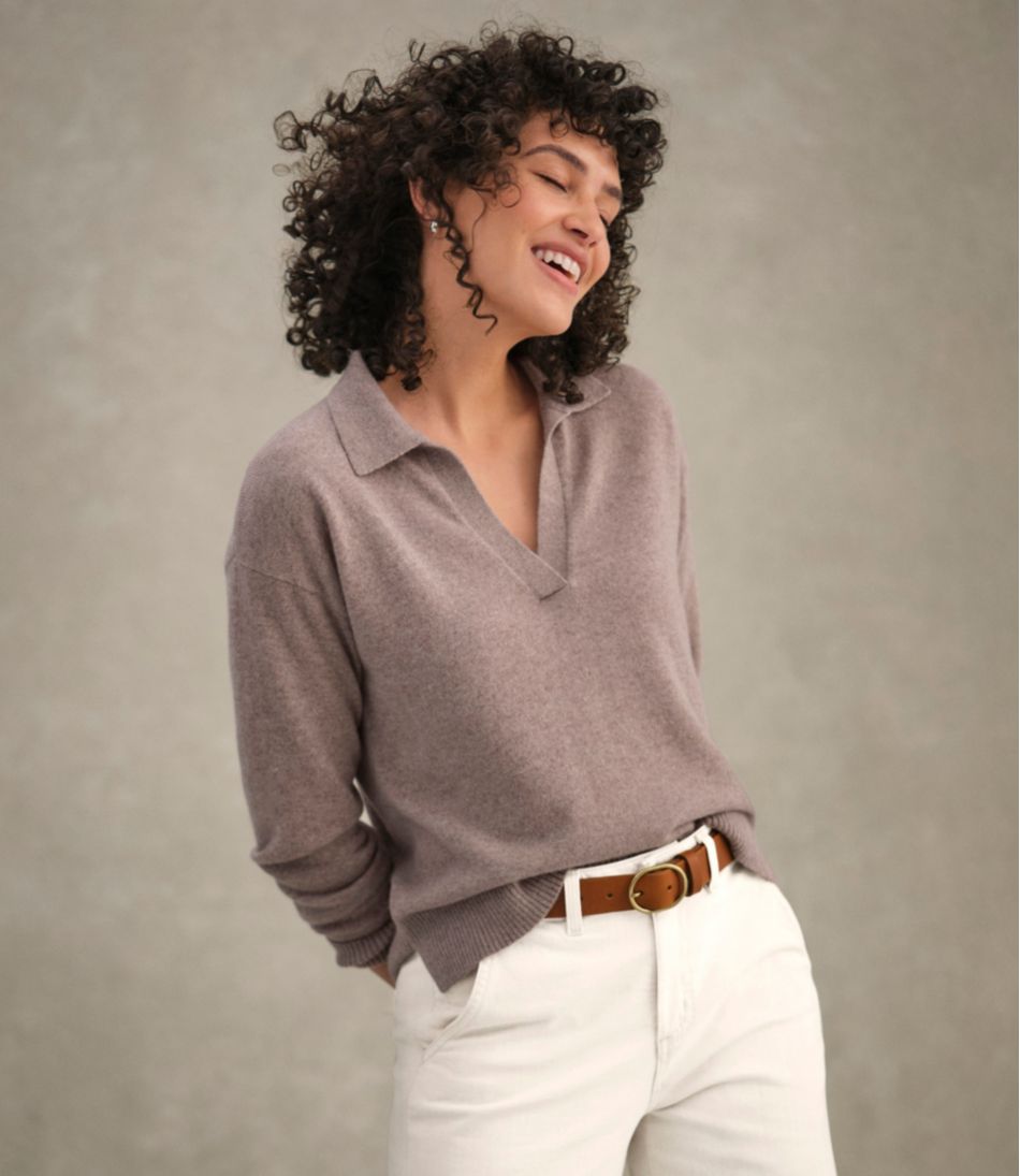Women's Classic Cashmere Sweater Relaxed Polo