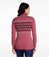 Turtleneck Intarsia Women's Cotton/Cashmere Sweater