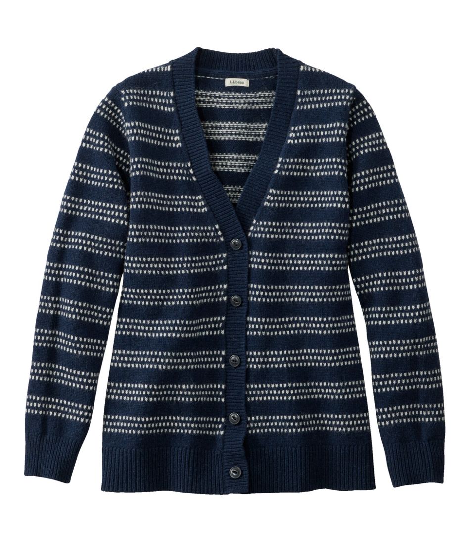 Women's Bean's Classic Ragg Wool Sweater Button-Front Cardigan Novelty