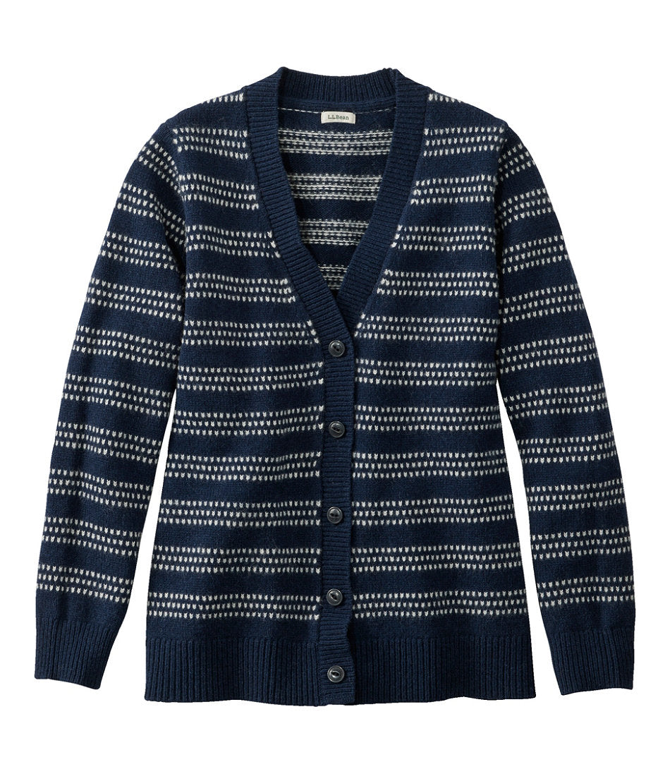 Women's Bean's Classic Ragg Wool Sweater Button-Front Cardigan Novelty