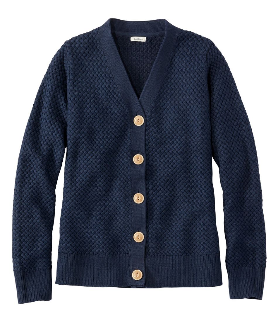 Button-Front Cardigan Women's Basketweave Sweater