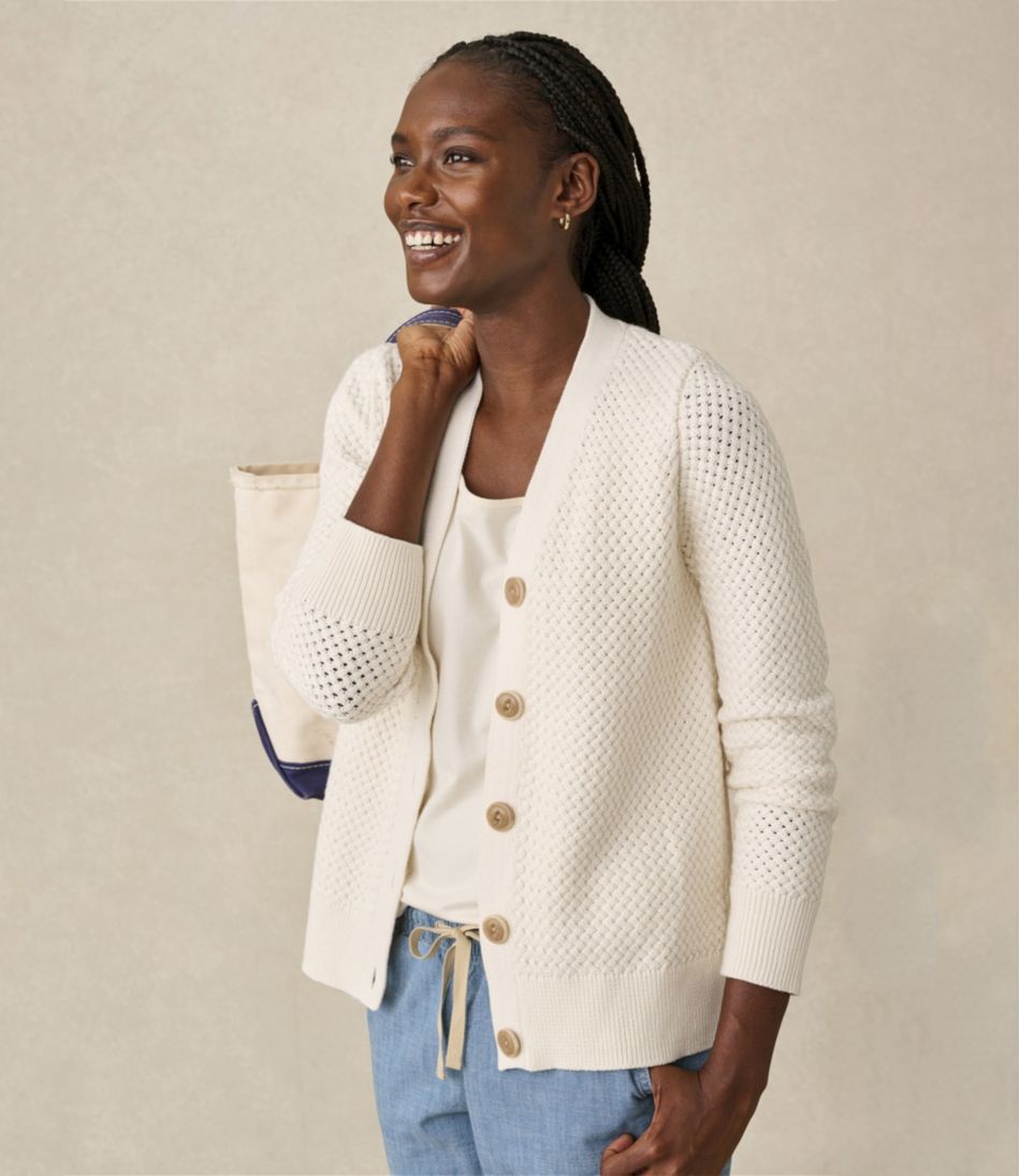 Button-Front Cardigan Women's Basketweave Sweater
