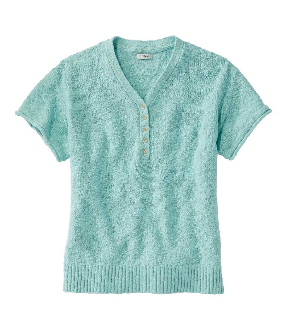 Henley Short-Sleeve Women's Midweight Cotton Slub Sweater