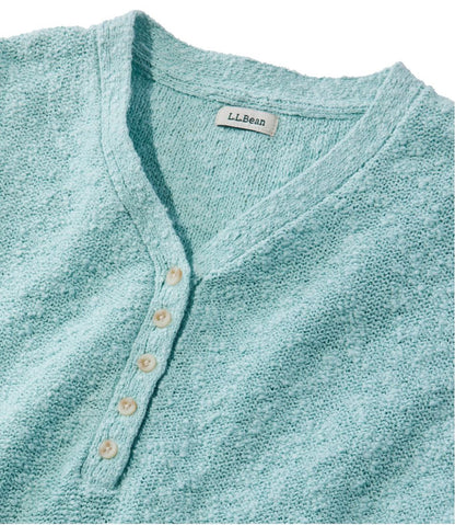 Women's Midweight Cotton Slub Sweater, Henley Short-Sleeve