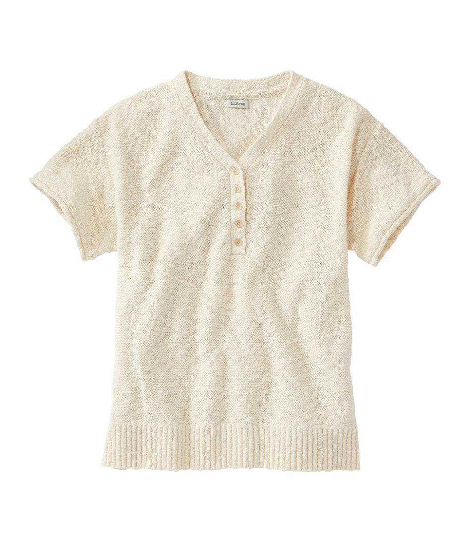 Henley Short-Sleeve Women's Midweight Cotton Slub Sweater