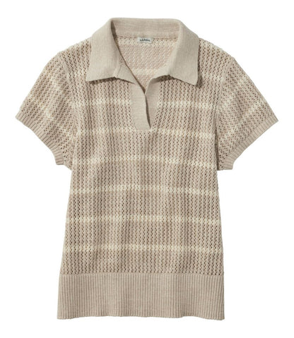 Women's Organic Cotton Slub Pointelle Sweater, Polo