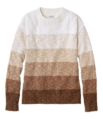 Women's Cotton Ragg Sweater, Crewneck Stripe