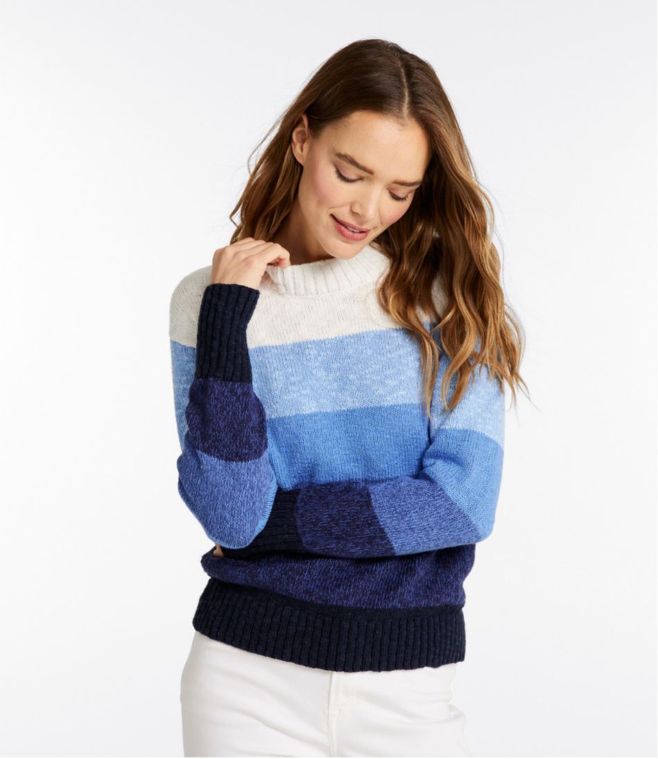 Crewneck Stripe Women's Cotton Ragg Sweater