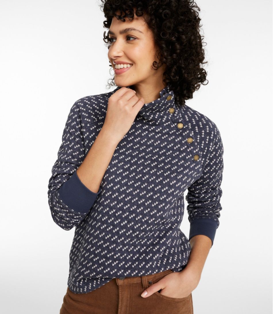 Snapneck Pullover Print Women's Quilted Sweatshirt