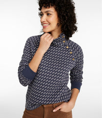 Snapneck Pullover Print Women's Quilted Sweatshirt