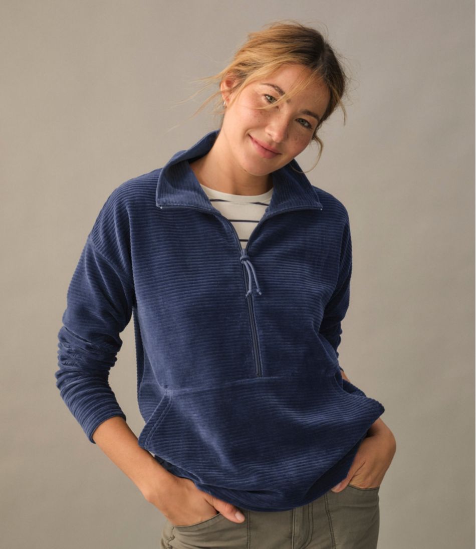 Women's Soft Stretch Corduroy Pullover Half-Zip