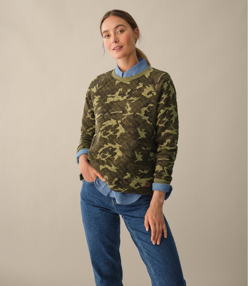 Crewneck Pullover Print Women's Quilted Sweatshirt