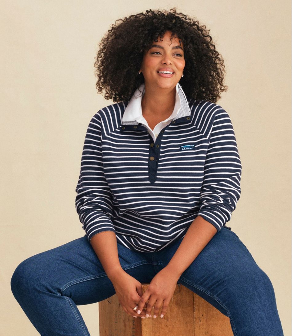 Women's Lakewashed Double-Knit Quarter-Snap Stripe