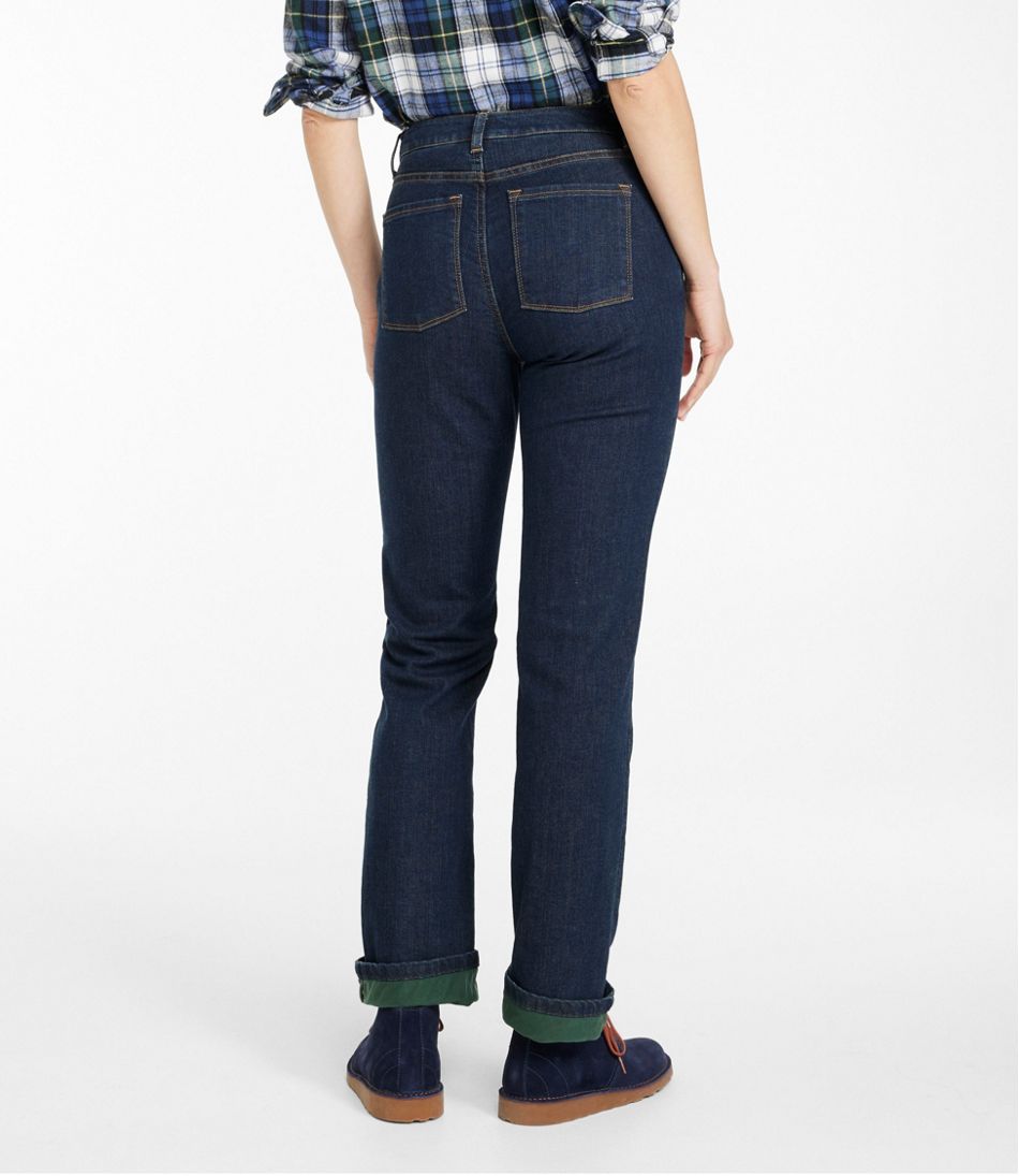 Women's True Shape Jeans High-Rise Straight-Leg Fleece-Lined