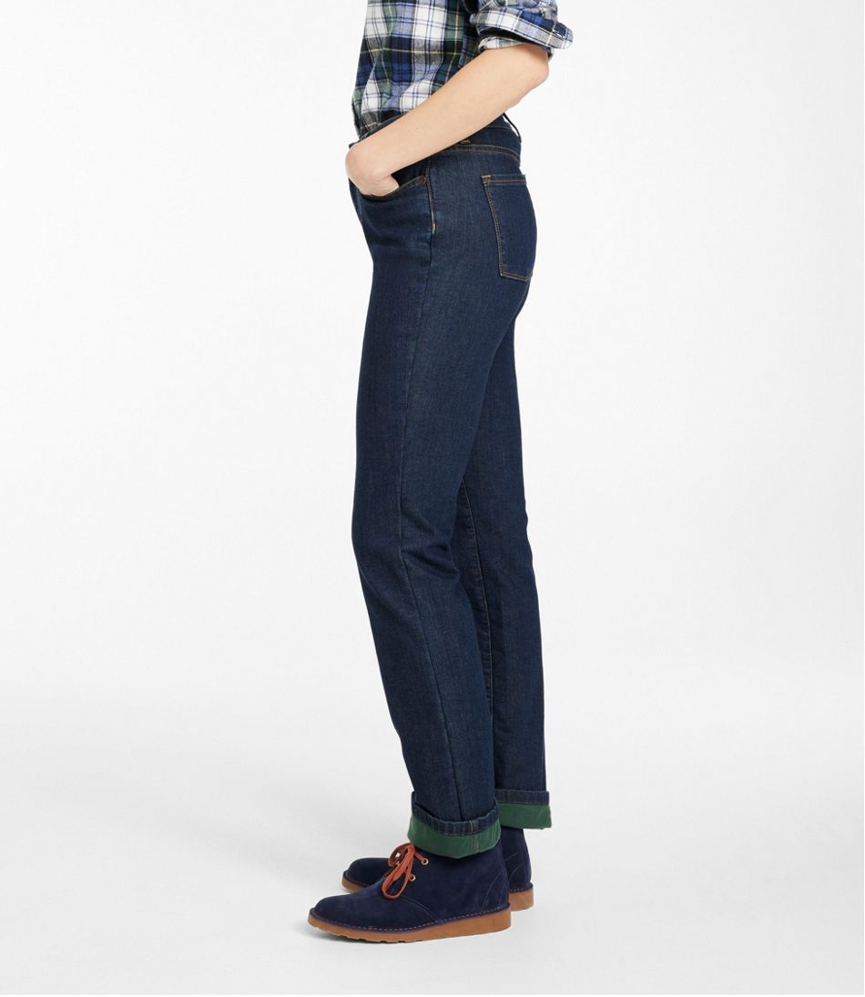 Women's True Shape Jeans High-Rise Straight-Leg Fleece-Lined