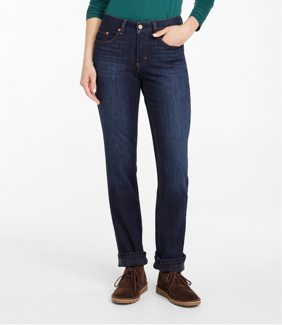 Mid-Rise Straight-Leg Lined Women's BeanFlex® Jeans
