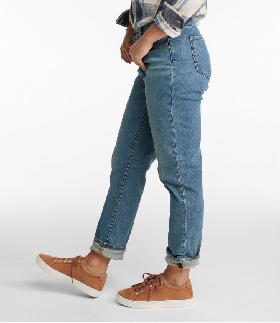 Women's Signature Organic Denim Boyfriend Jeans Low-Rise Straight-Leg