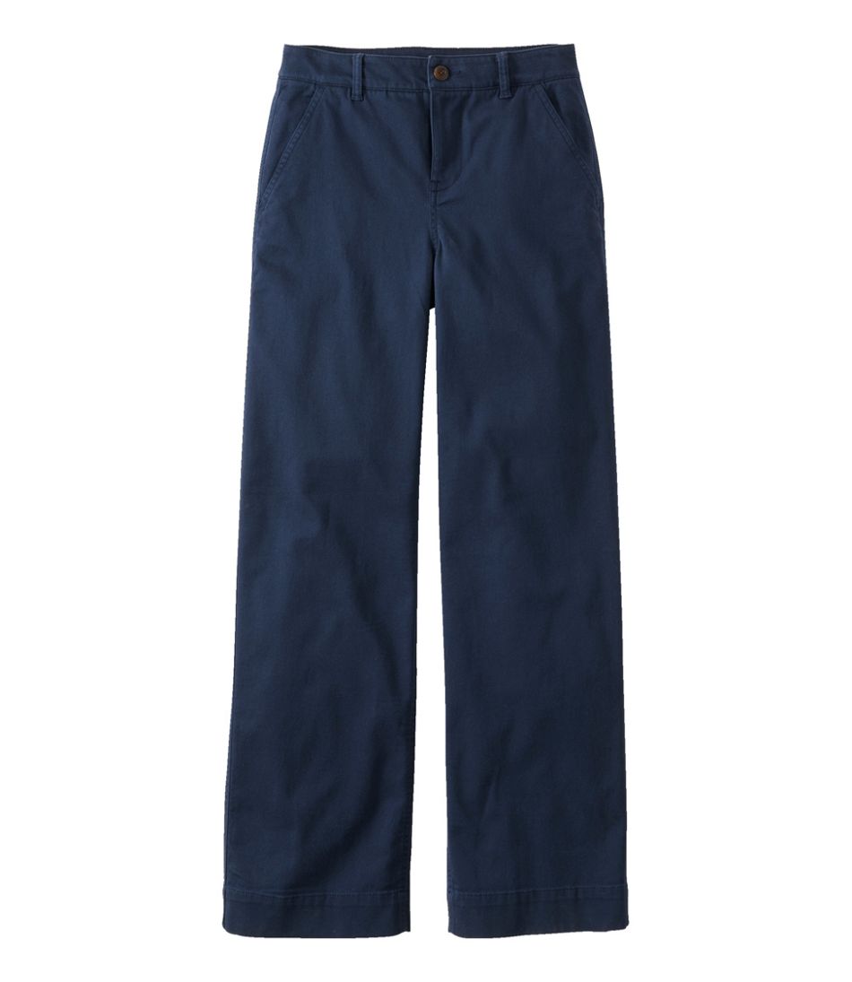 Mid-Rise Wide-Leg Chino Women's Comfort Stretch Pants