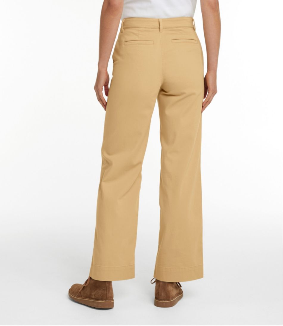 Mid-Rise Wide-Leg Chino Women's Comfort Stretch Pants