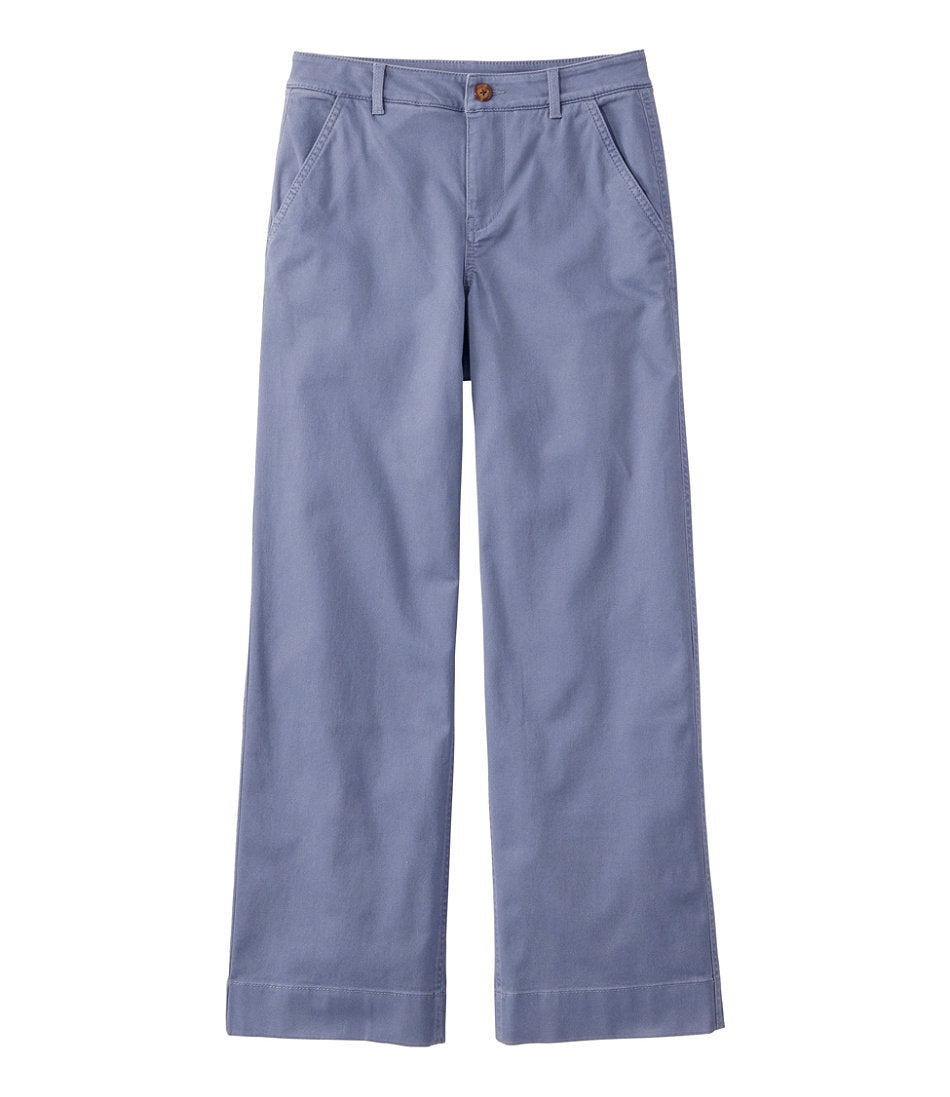 Mid-Rise Wide-Leg Chino Women's Comfort Stretch Pants