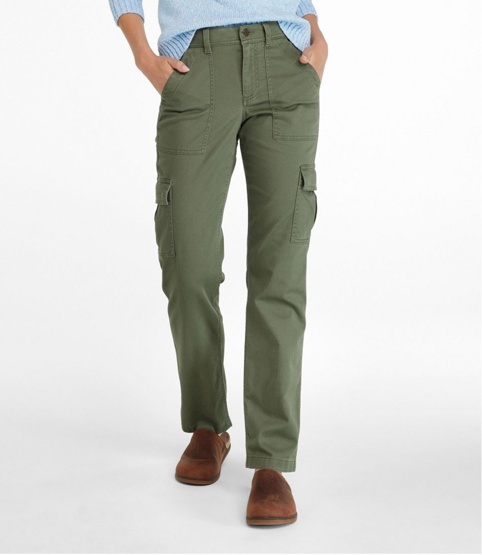 Mid-Rise Straight-Leg Cargo Women's Comfort Stretch Pants