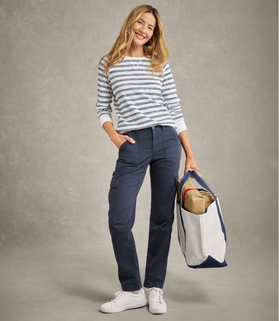 Mid-Rise Straight-Leg Cargo Women's Comfort Stretch Pants