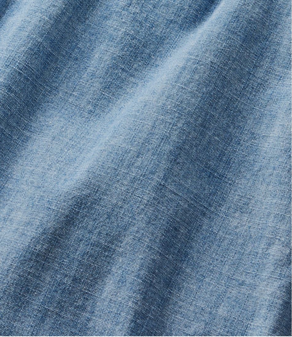 Women's Lakewashed Pull-On Chinos Mid-Rise Wide-Leg Chambray