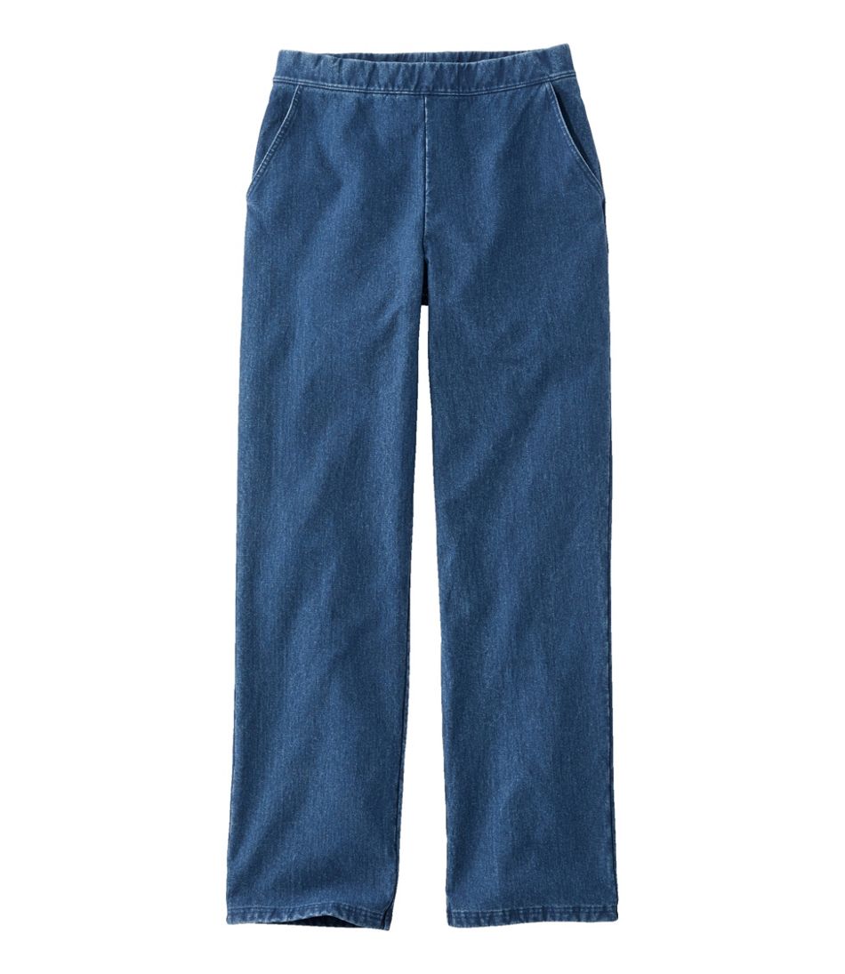 Denim Straight-Leg Fleece-Backed Women's Perfect Fit Pants