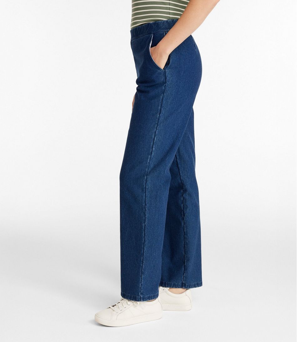 Denim Straight-Leg Fleece-Backed Women's Perfect Fit Pants
