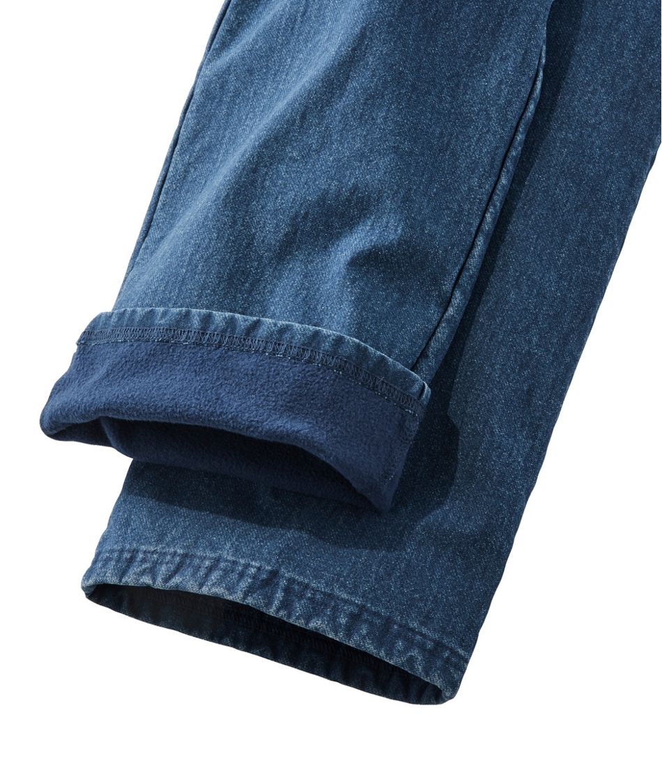 Denim Straight-Leg Fleece-Backed Women's Perfect Fit Pants